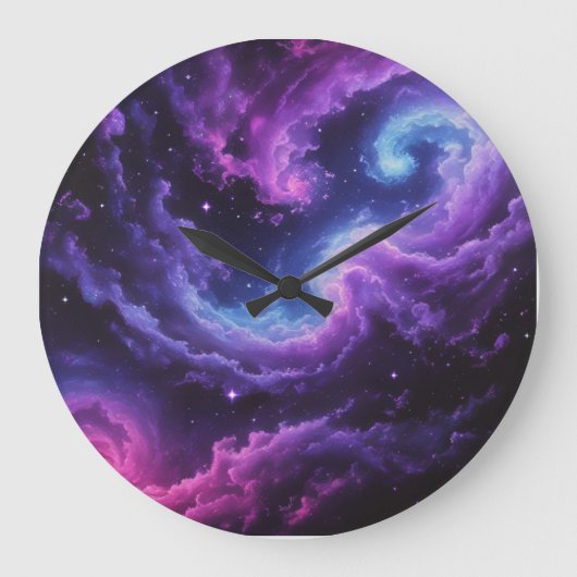 Cosmic Galaxy Nebula Abstract Space Art Design Große Wanduhr (Vorderseite)