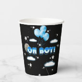 Cosmic Galaxy Night Blue Balloons Babydusche Niedl Pappbecher (Rückseite)