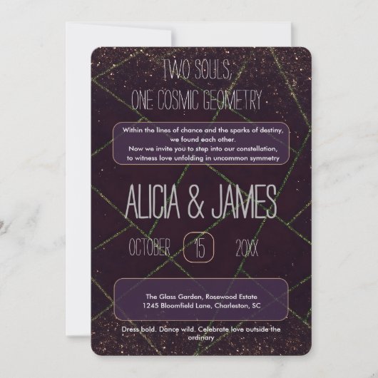 Cosmic Geometry Wedding Alternative Astrologie Einladung (Vorderseite)