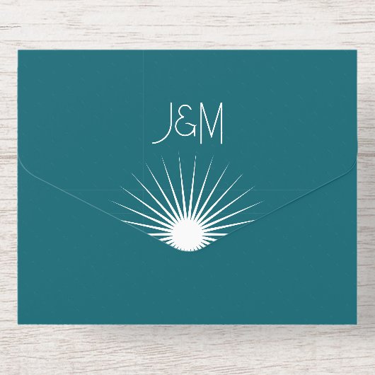 Cosmic Geometry Wedding Emerald Gold Sternexplosio All-in-One-Einladung (Rückseite)