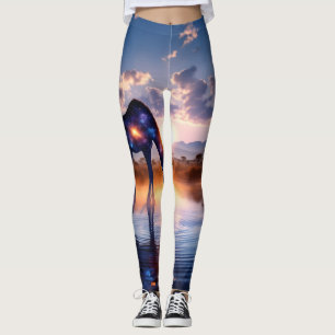Cosmic Giraffe - Afrikanische Sonnenuntergang-Legg Leggings