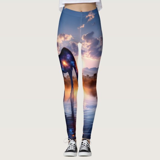 Cosmic Giraffe - Afrikanische Sonnenuntergang-Legg Leggings (Vorderseite)