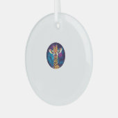 Cosmic Giraffe Universe Adventure Ornament Aus Glas (Vorderseite links)