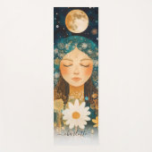 Cosmic Girl Boho Moon & Daisy Illustration Custom Yogamatte (Vorderseite)