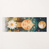 Cosmic Girl Boho Moon & Daisy Illustration Custom Yogamatte (Vorderseite (Horizontal))