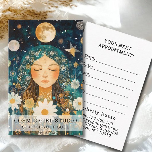 Cosmic Girl Boho Moon Salon Appointment Card Terminkarte