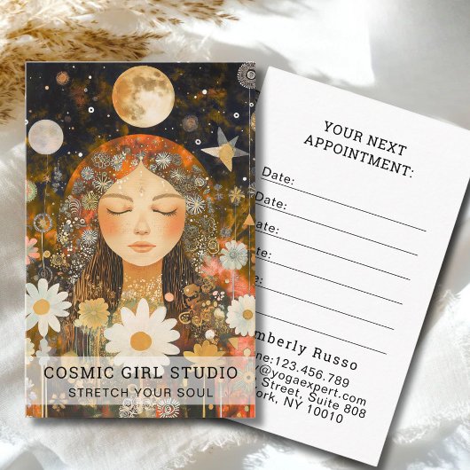 Cosmic Girl Boho Moon Salon Appointment Card Terminkarte