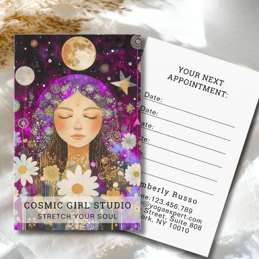 Cosmic Girl Boho Moon Salon Appointment Card Terminkarte