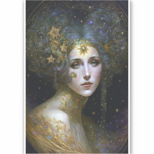 Cosmic Goddess Fantasy Art Aufkleber (Vorderseite)
