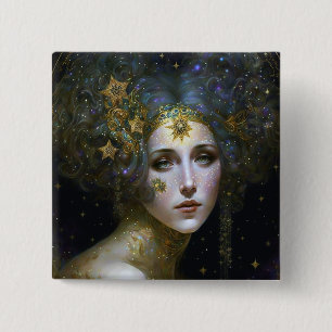 Cosmic Goddess Fantasy Art Button