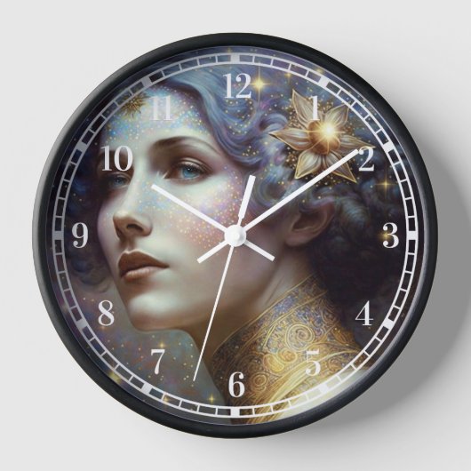 Cosmic Goddess Fantasy Art Clock Uhr (Vorderseite)