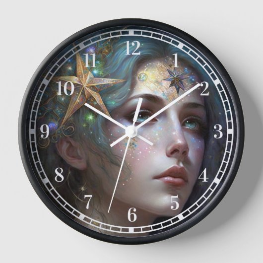 Cosmic Goddess Fantasy Art Clock Uhr (Vorderseite)