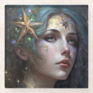 Cosmic Goddess Fantasy Art Glass Untersetzer