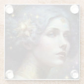 Cosmic Goddess Fantasy Art Glass Untersetzer (Rückseite)