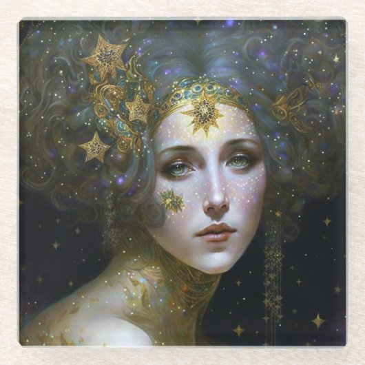 Cosmic Goddess Fantasy Art Glasuntersetzer (Vorderseite)