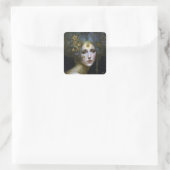 Cosmic Goddess Fantasy Art Quadratischer Aufkleber (Tasche)