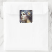Cosmic Goddess Fantasy Art Square Sticker (Tasche)