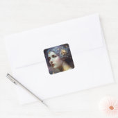 Cosmic Goddess Fantasy Art Square Sticker (Umschlag)