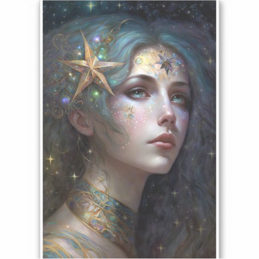 Cosmic Goddess Fantasy Art Sticker (Vorderseite)