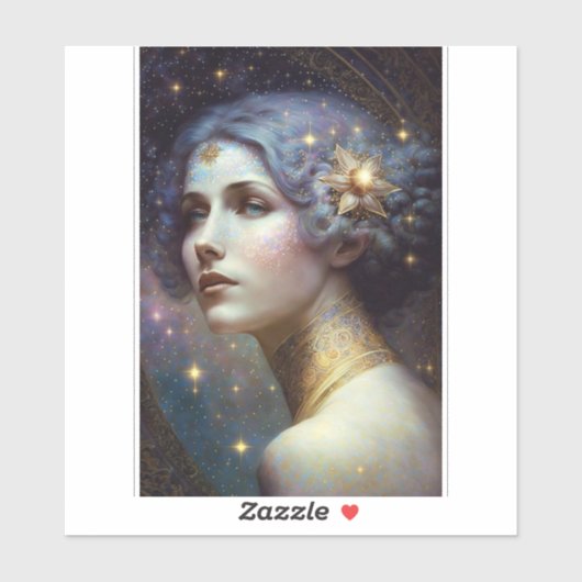 Cosmic Goddess Fantasy Art Sticker (Blatt)