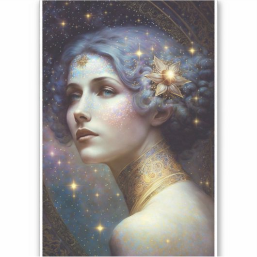 Cosmic Goddess Fantasy Art Sticker (Vorderseite)