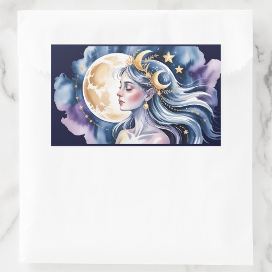 Cosmic goddess rechteckiger aufkleber (Tasche)