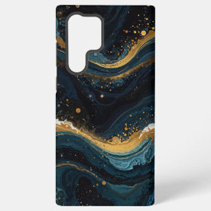 Cosmic Gold and Blue Fluid Art, Luxus Abstrakt Samsung Galaxy Hülle