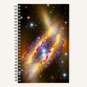 Cosmic Gold Pink und Blue Astro Starry Galactic Notizblock