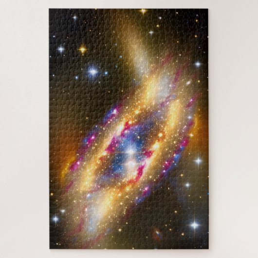 Cosmic Gold Pink und Blue Space Star Wow Galactic Puzzle (Vertikal)