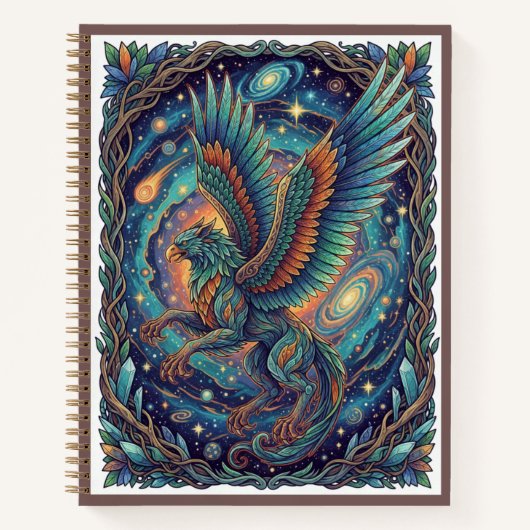 Cosmic Griffin Guardian Zentangle Mythical Journal Notizblock (Vorderseite)