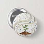 Cosmic Growth Nature Plant with Roots and Stars  Button (Vorne & Hinten)