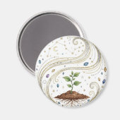 Cosmic Growth Nature Plant with Roots and Stars  Magnet (Vorderseite/Rückseite)