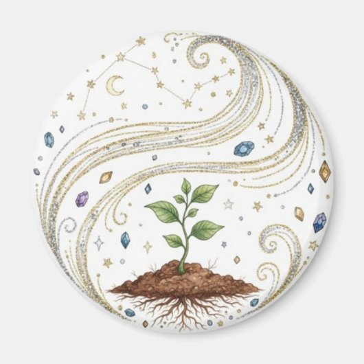 Cosmic Growth Nature Plant with Roots and Stars  Magnet (Vorne)