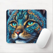 Cosmic Guardian Cat - Neon Galaxy Mandala Mousepad (Mit Mouse)