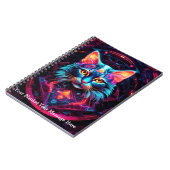 Cosmic Guardian Cat - Neon Galaxy Mandala Notizblock (Linke Seite)
