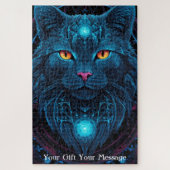 Cosmic Guardian Cat - Neon Galaxy Mandala Puzzle (Vertikal)