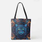 Cosmic Guardian Cat - Neon Galaxy Mandala Tote Bag Tasche (Rückseite)