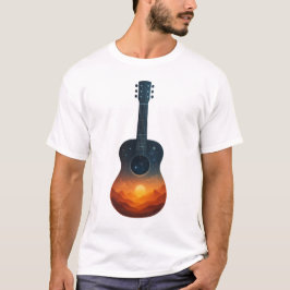 Cosmic Guitar Sunset - Surreal Landschaft Musik T-Shirt
