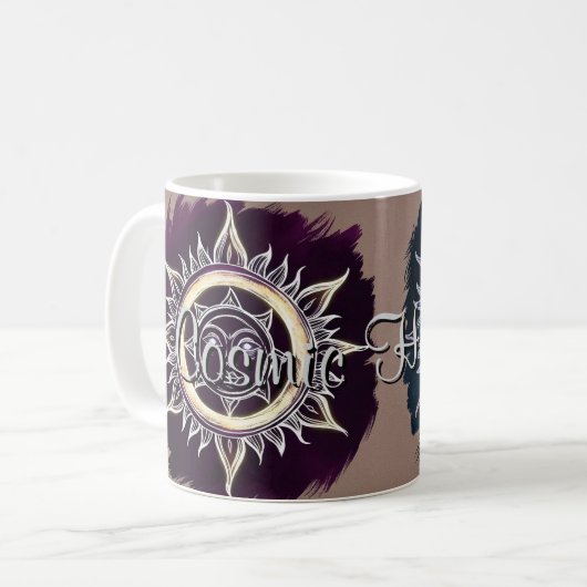 Cosmic Harmony Sun & Moon Design Kaffeetasse (Vorderseite Links)