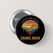 Cosmic Hiker Retro 70s Sunset Space Forest Stars Button (Vorne & Hinten)