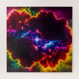 Cosmic Indigo Fantasy Cloud with Star in Center Puzzle