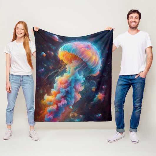 Cosmic Jellyfish Artwork Fleecedecke (Beispiel)