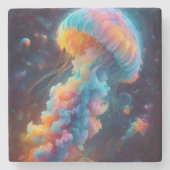 Cosmic Jellyfish Artwork Steinuntersetzer (Vorderseite)