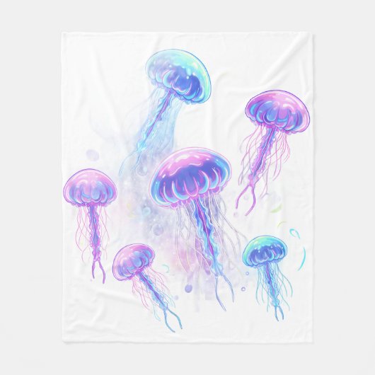 Cosmic Jellyfish Glow Fleecedecke (Vorderseite)