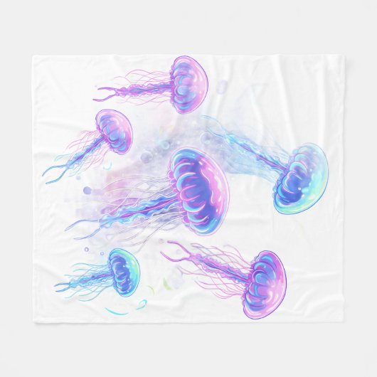 Cosmic Jellyfish Glow Fleecedecke (Vorderseite (Horizontal))