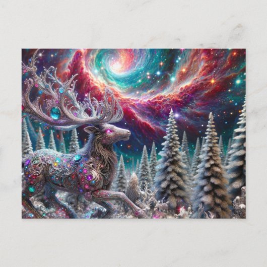 Cosmic Jeweled Rentier Postkarte (Vorderseite)