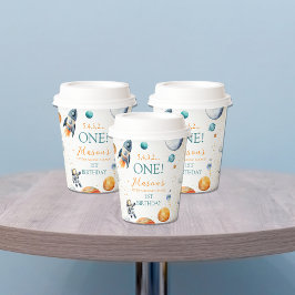 Cosmic Journey Boy Erster Geburtstag Pappbecher