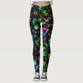 Cosmic Jungle Neon Galaxy Tropical Activewear Leggings (Vorderseite)