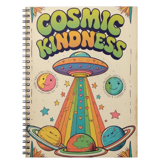Cosmic Kindness Spiral Notebook | Cute Space Notizblock (Vorderseite)