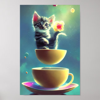 Cosmic Kitten in a Teacup #10 - Art, Print, Poster